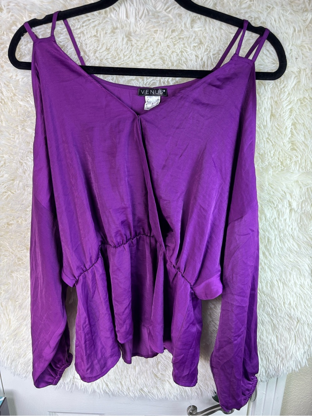 VENUS Vibrant Purple Cold-Shoulder Peplum Tunic - Picture 8 of 15